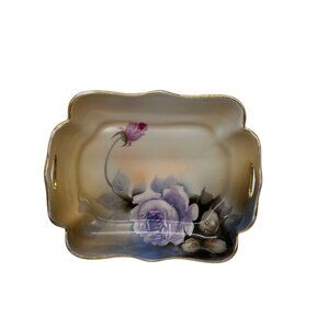 Vintage 40's Noritake Hand Painted Floral Trinket Tray Dresser Rose